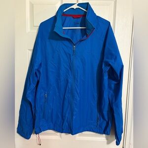 L.L. Bean Women’s Packable Nylon Windbreaker Blue Hideaway Hood Size Large